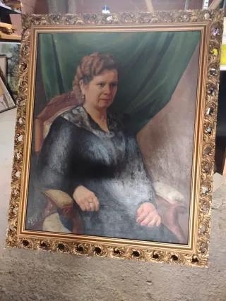 Cuadro antiguo óleo retrato  mujer