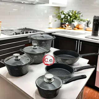 Batteria pentole Cheffinger rosa e nera