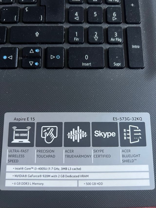 Portátil Acer Aspire E15 Negro/Gris