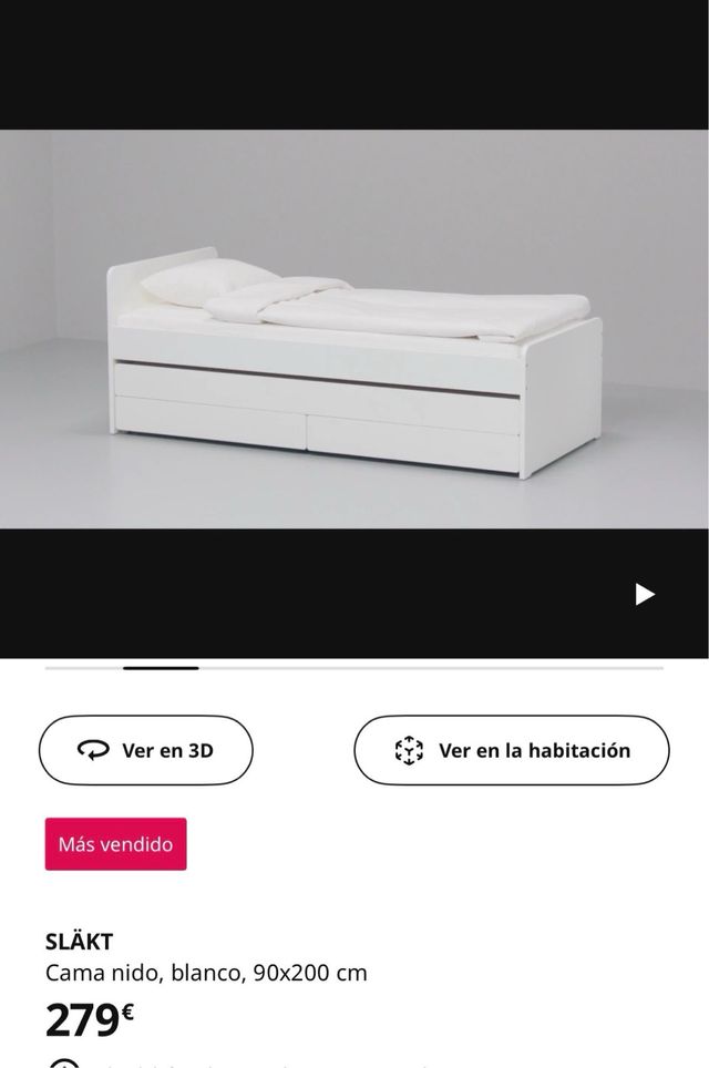 Cama nido blanca con cajones