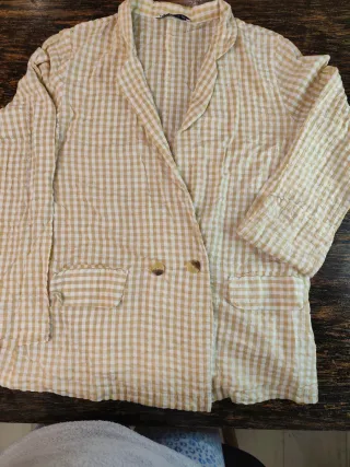Blazer MD'M cuadros beige/blanco Talla 42