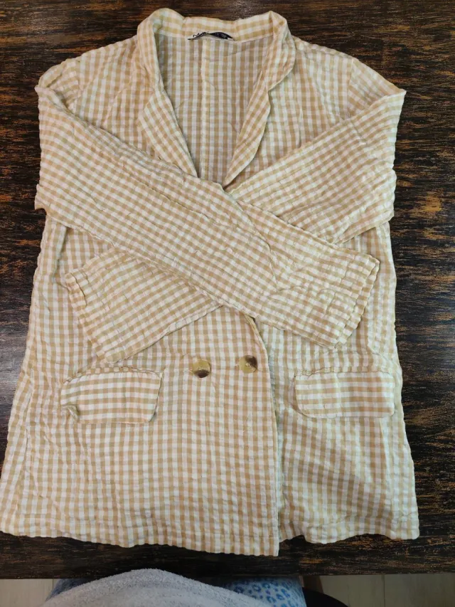 Blazer MD'M cuadros beige/blanco Talla 42