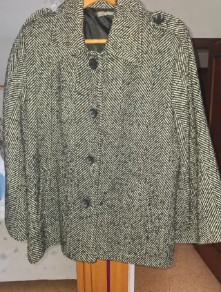 Chaquetón jaspeado gris y blanco