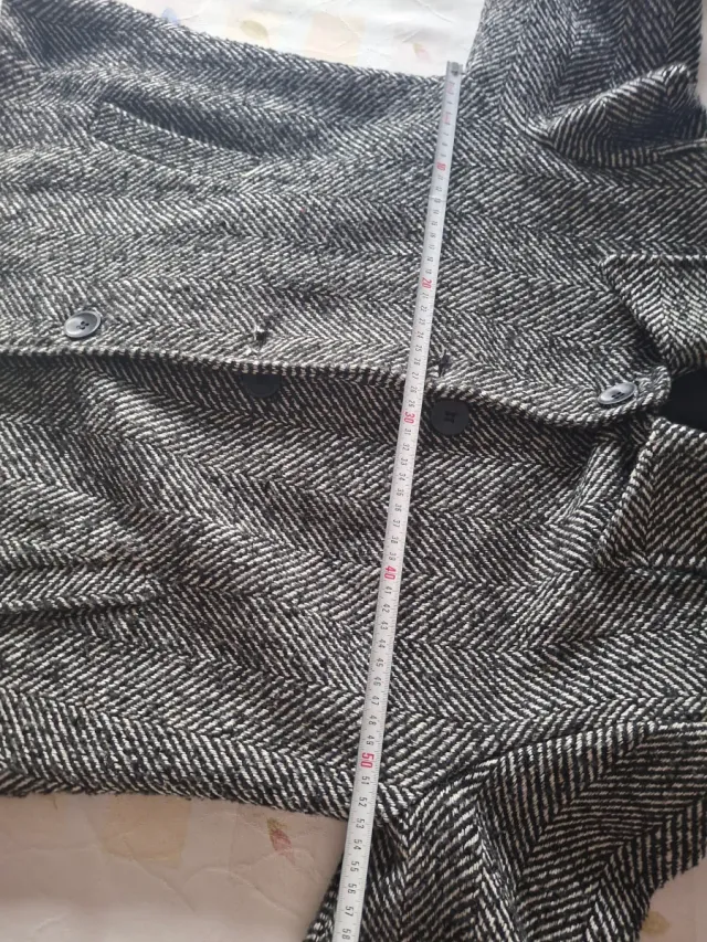 Chaquetón jaspeado gris y blanco