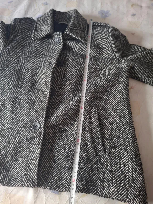 Chaquetón jaspeado gris y blanco