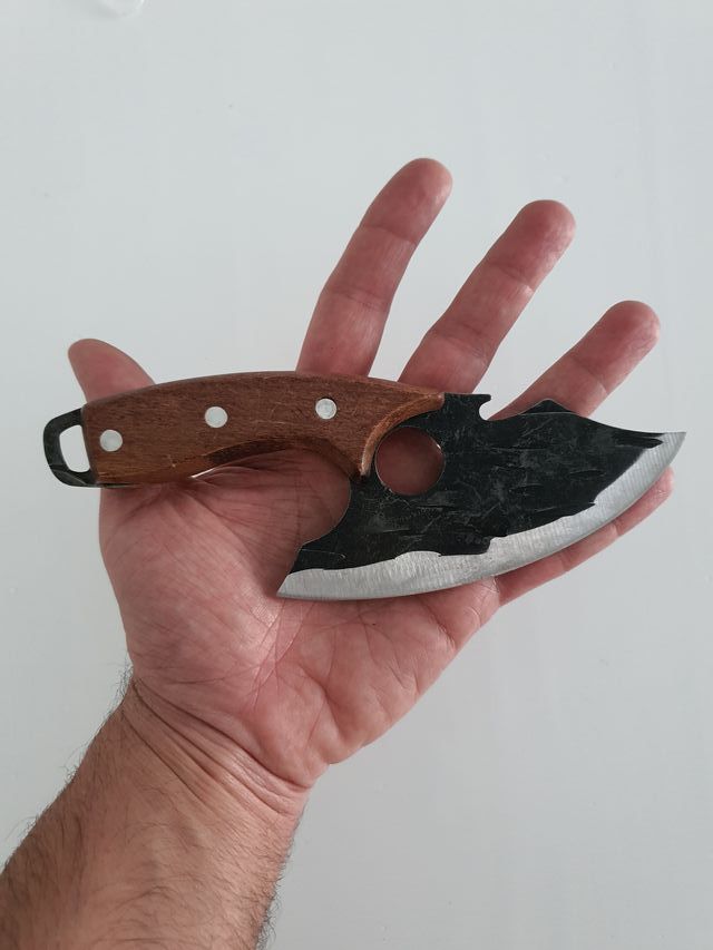 Cuchillo cocina acampada media luna funda forrada