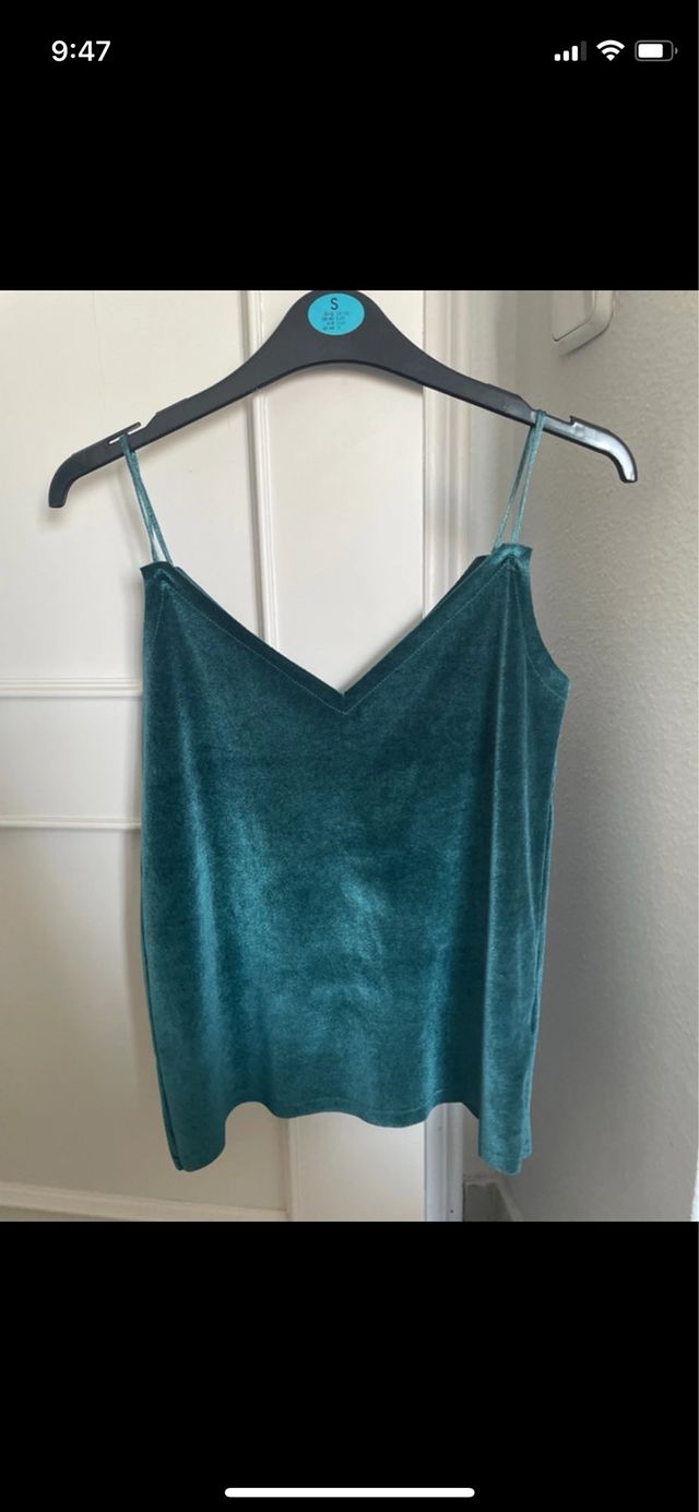 Top lencero terciopelo azul