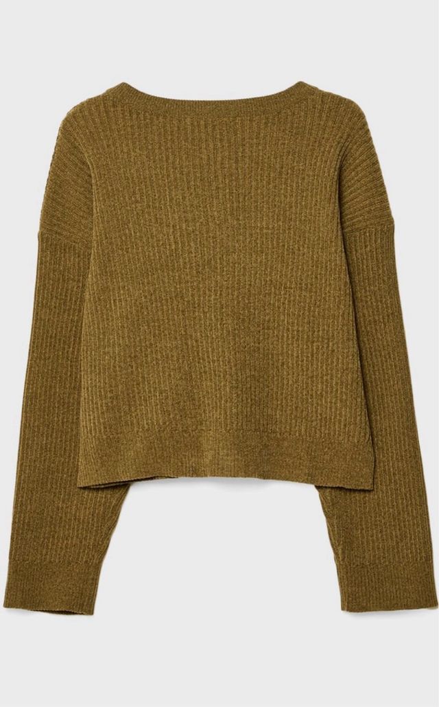 Chaqueta de punto Stradivarius verde oliva talla M