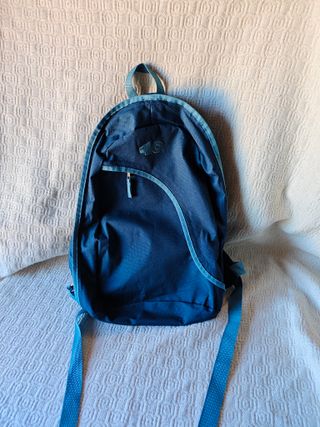 Mochila grande azul oscuro plateado asas ajustable