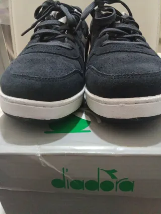 Sneakers uomo Diadora blu e grigio sula bianca