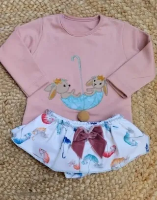 Conjunto niña camiseta y braguita