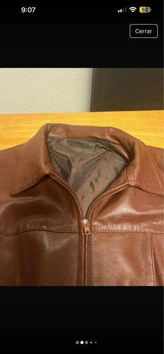 Cazadora Piel Ovino Marrón Talla L