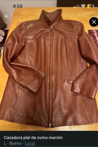Cazadora Piel Ovino Marrón Talla L