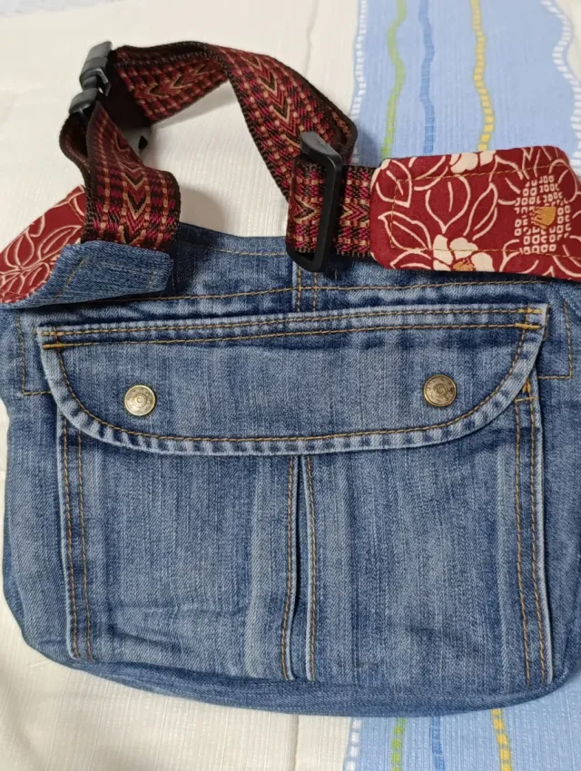 Riñonera Caomka Jeans Azul y Rojo