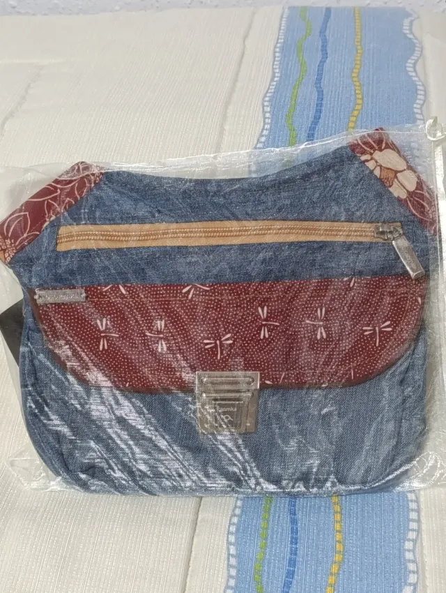 Riñonera Caomka Jeans Azul y Rojo