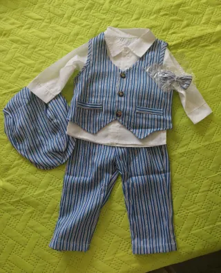 Completo neonato 6+ mesi righe blu