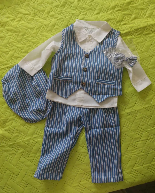 Completo neonato 6+ mesi righe blu