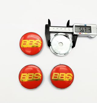 4 Centros de rueda BBS rojo y dorado 60mm