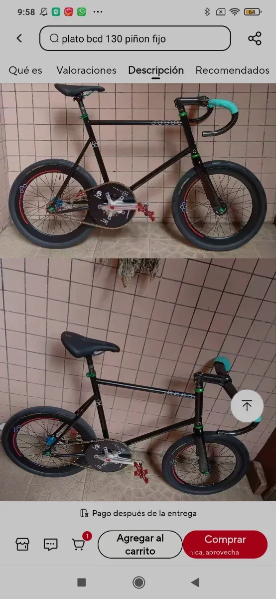 Plato  bici BCD 130 para piñón fijo