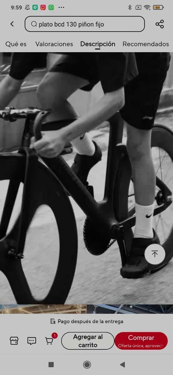 Plato  bici BCD 130 para piñón fijo