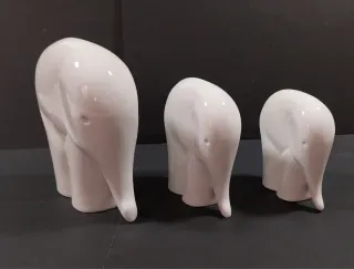 Set 3 Elefanti Ceramica Bianchi