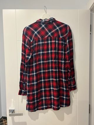 Vestido camisero cuadros rojo y azul