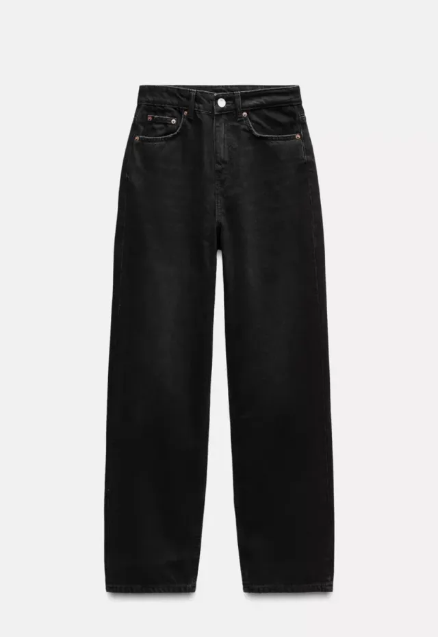 Zara Mom Fit Tiro Alto Jeans Negros