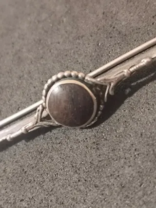 Broche Plata con Piedra Negra