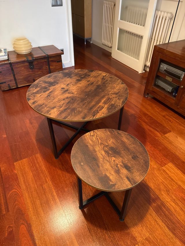 Mesa de centro redonda diseño industrial