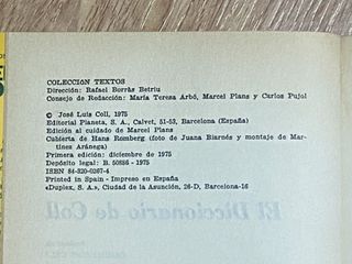 El diccionario de Coll (Colección Textos ; 10)...