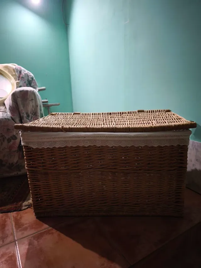 Cesta mimbre grande con forro de tela