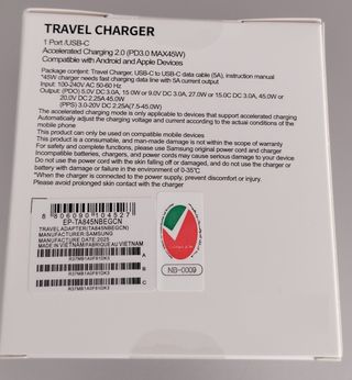 Caricabatterie Samsung 45W PD USB-C con cavo