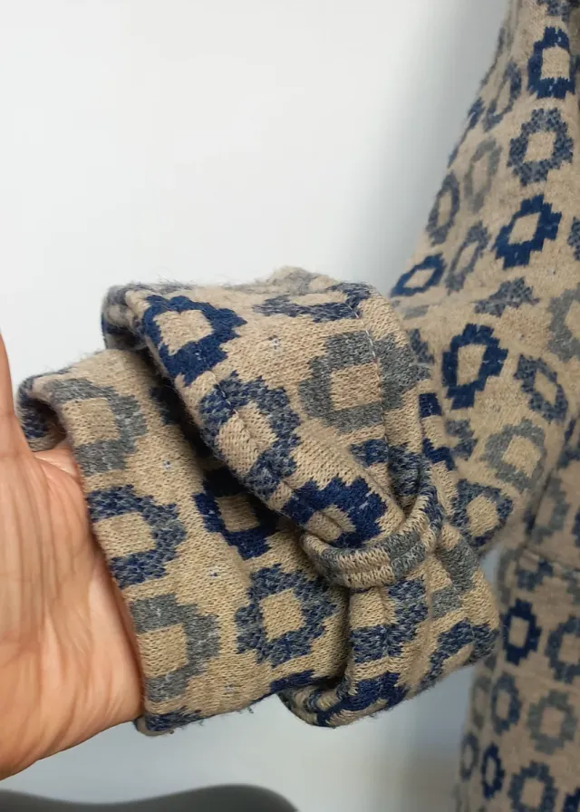 Cappottino doppiopetto fantasia beige e blu 46