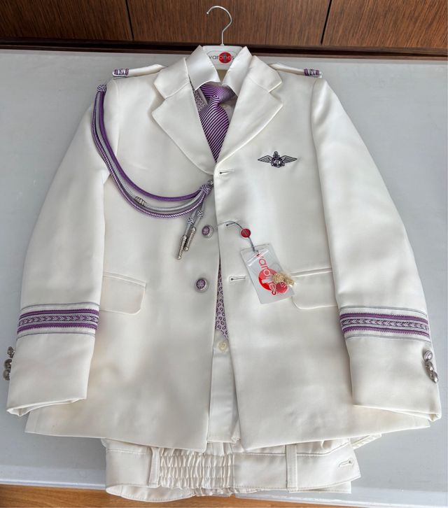 Traje de Comunión Niño Varones Blanco/Morado