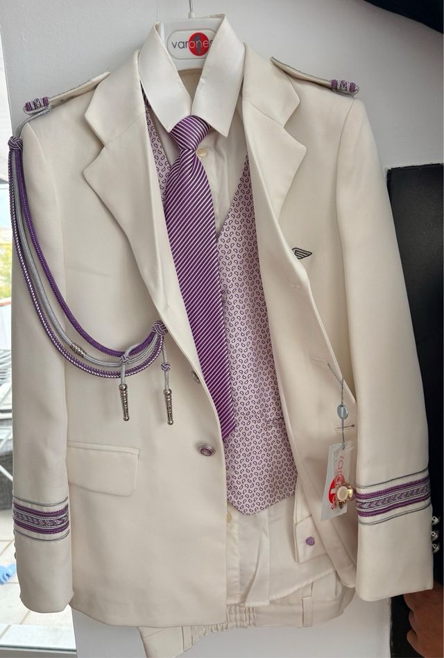 Traje de Comunión Niño Varones Blanco/Morado