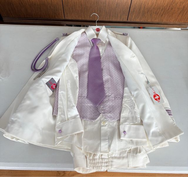 Traje de Comunión Niño Varones Blanco/Morado