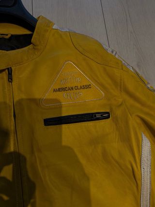 Giubbotto Biker Pelle Vintage Giallo