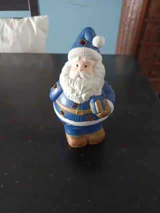 Papá Noel de cerámica azul
