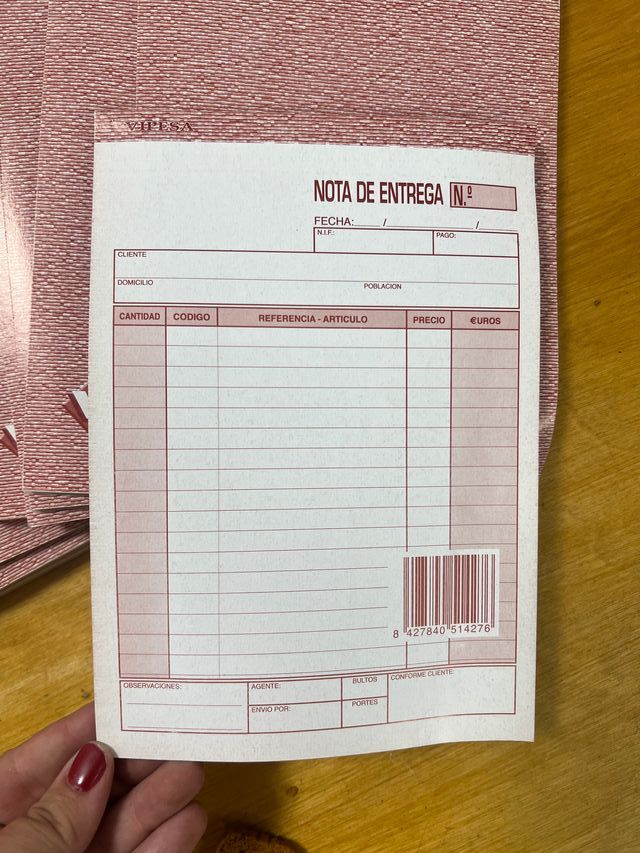 Talonarios de notas de entrega autocopiantes