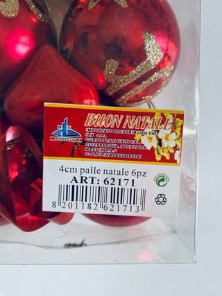 Set 6 Palle Natale Rosse Glitter
