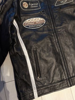 Giubbotto Biker Pelle Vintage Nero