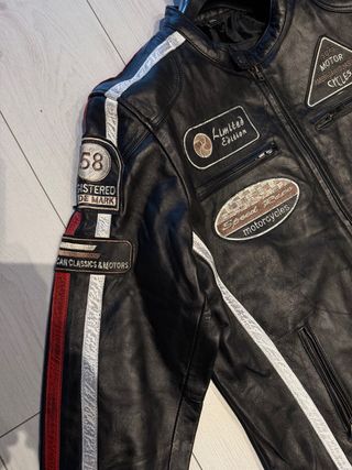 Giubbotto Biker Pelle Vintage Nero
