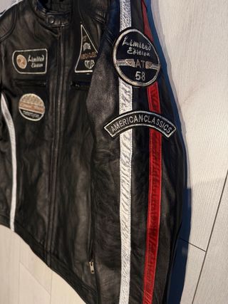 Giubbotto Biker Pelle Vintage Nero