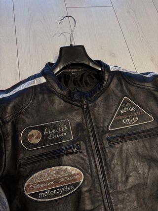 Giubbotto Biker Pelle Vintage Nero