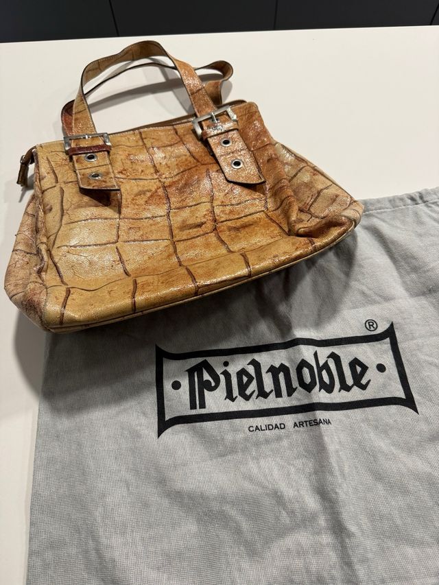 Bolso Piel Noble Beige/Marrón