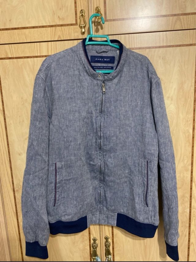 Giubbotto bomber blu grigio da uomo