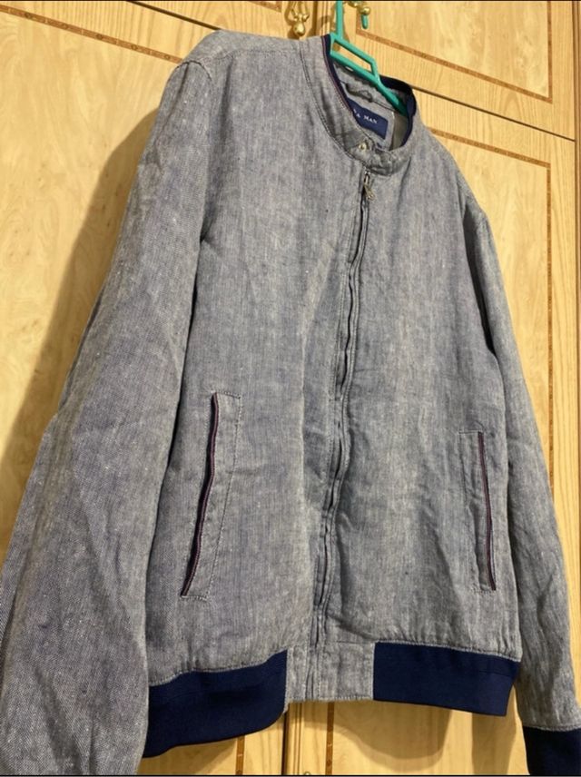 Giubbotto bomber blu grigio da uomo