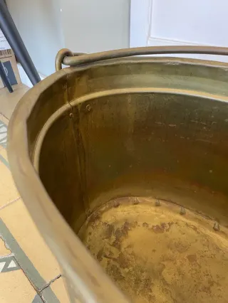 Cesta Leña Cobre Antigua Holandesa