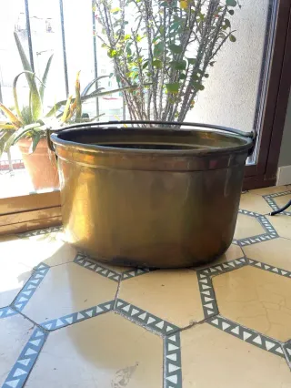 Cesta Leña Cobre Antigua Holandesa