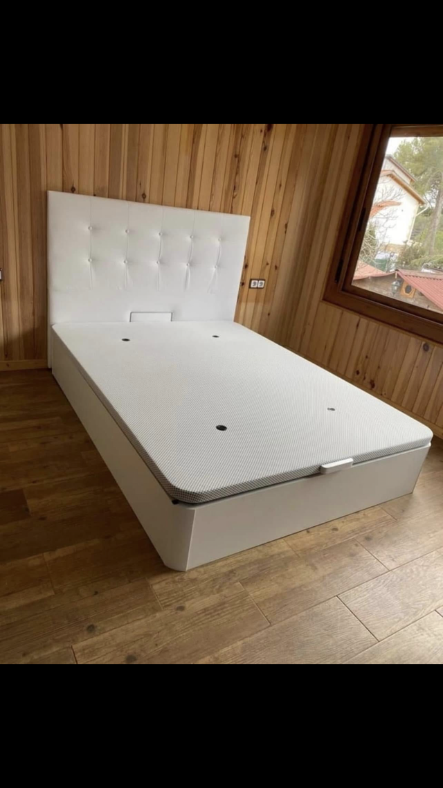 Base tapizada madera con almacenaje